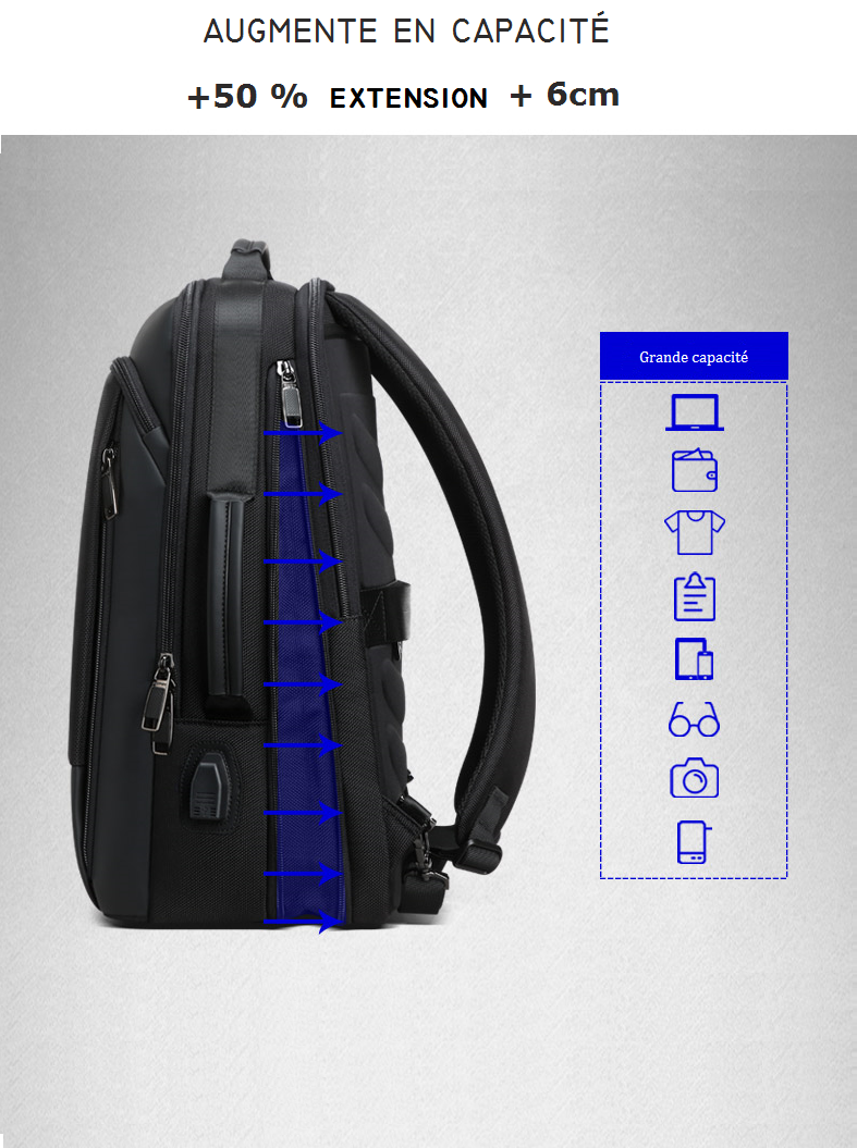 SAC DE VOYAGE MODERNE ULTRA PRATIQUE (HYDROFUGE ET EXTENSIBLE)