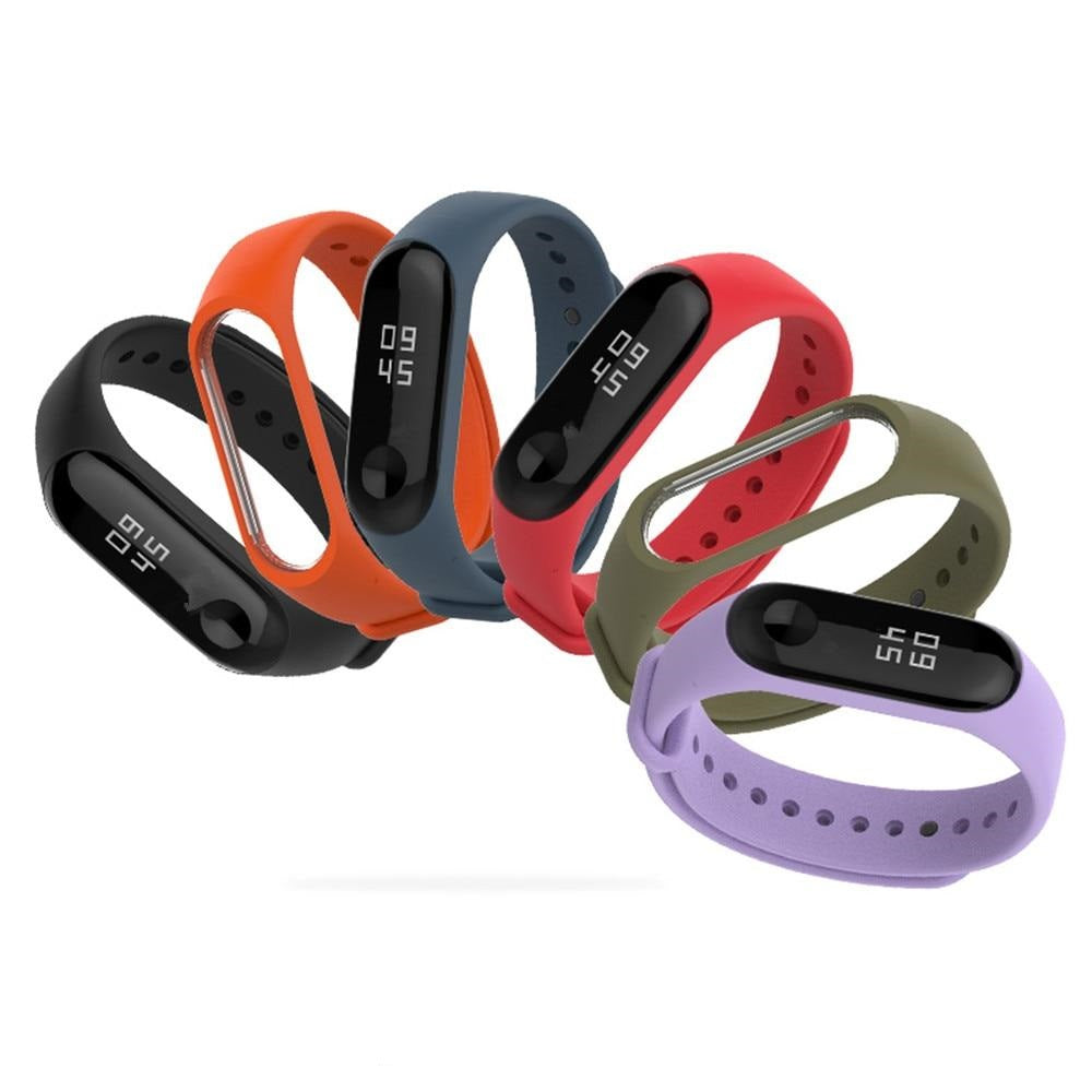 Innombrable couleurs, ici le Xiaomi mi band 3 et les différentes bracelets silicone 